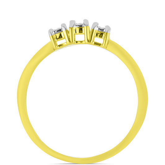 Anel de Prata com Banho de Ouro com Diamante Branco