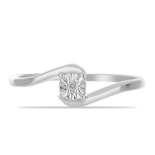 Anel de Prata com Diamante Branco
