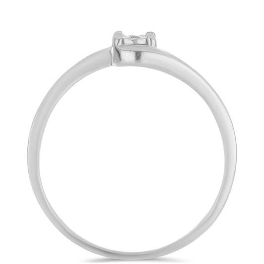 Anel de Prata com Diamante Branco