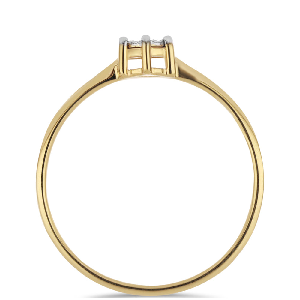 Anel de Prata com Banho de Ouro com Diamante Branco 2 