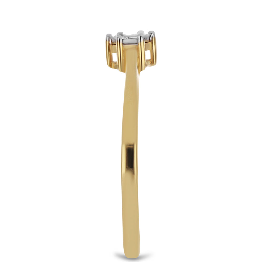 Anel de Prata com Banho de Ouro com Diamante Branco