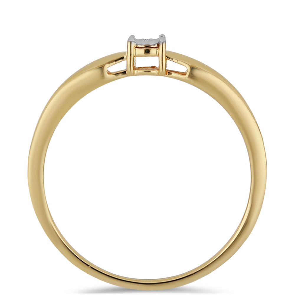 Anel de Prata com Banho de Ouro com Diamante Branco 2 