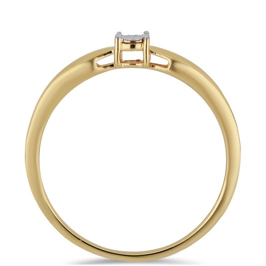 Anel de Prata com Banho de Ouro com Diamante Branco