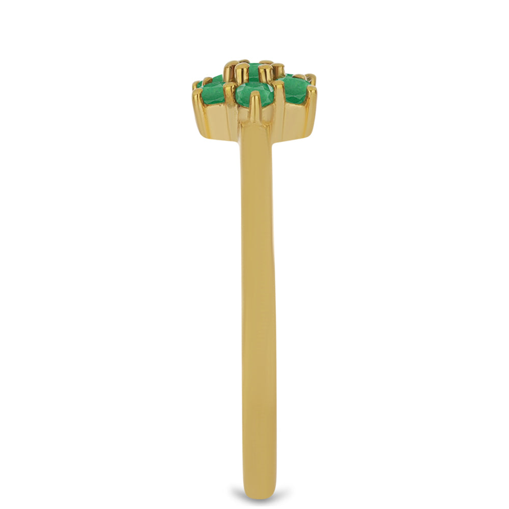 Anel de Prata com Banho de Ouro com Esmeralda do Brasil