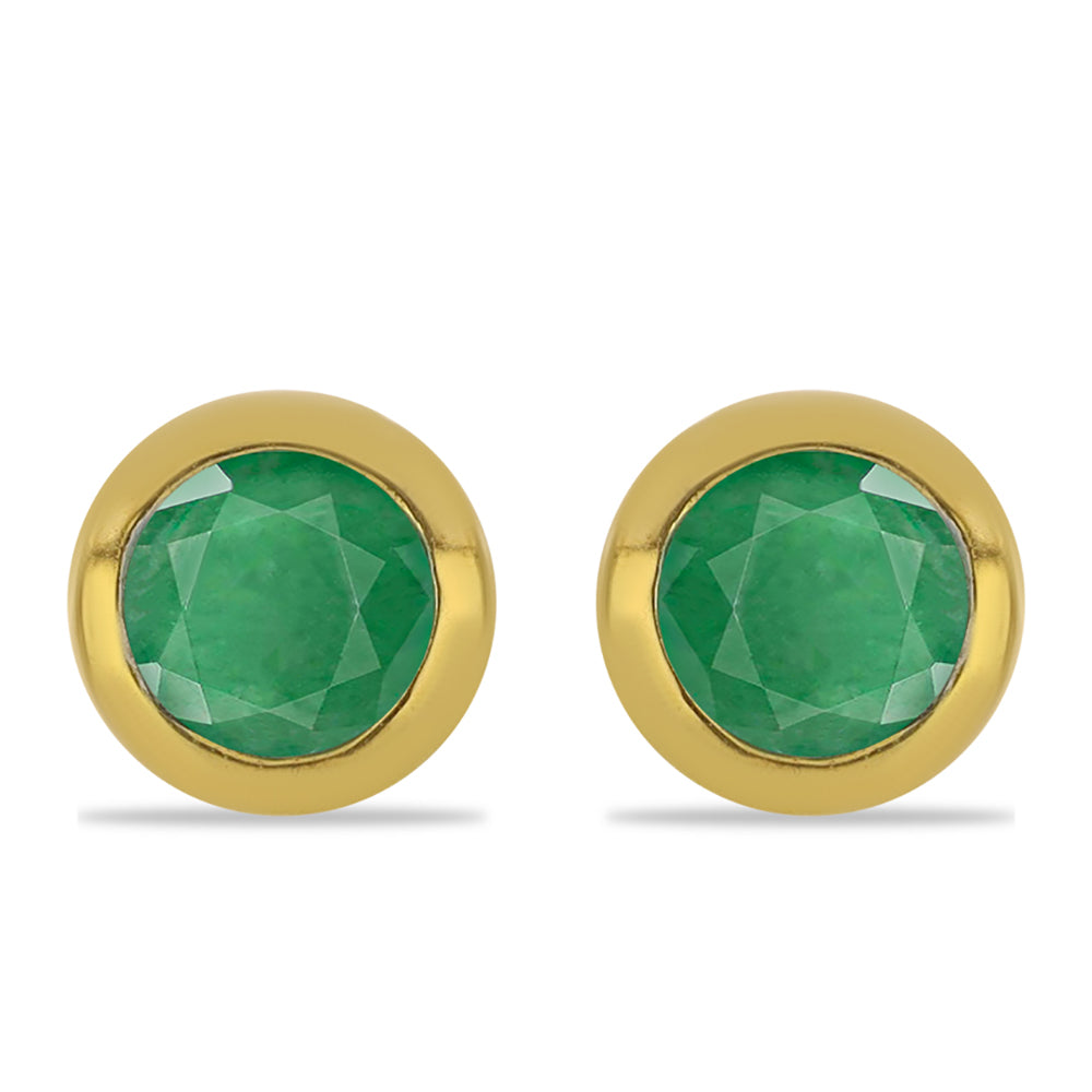 Brincos de Prata com Banho de Ouro com Esmeralda do Brasil 1 