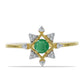 Anel de Prata com Banho de Ouro com Esmeralda do Brasil e Zircão Branco