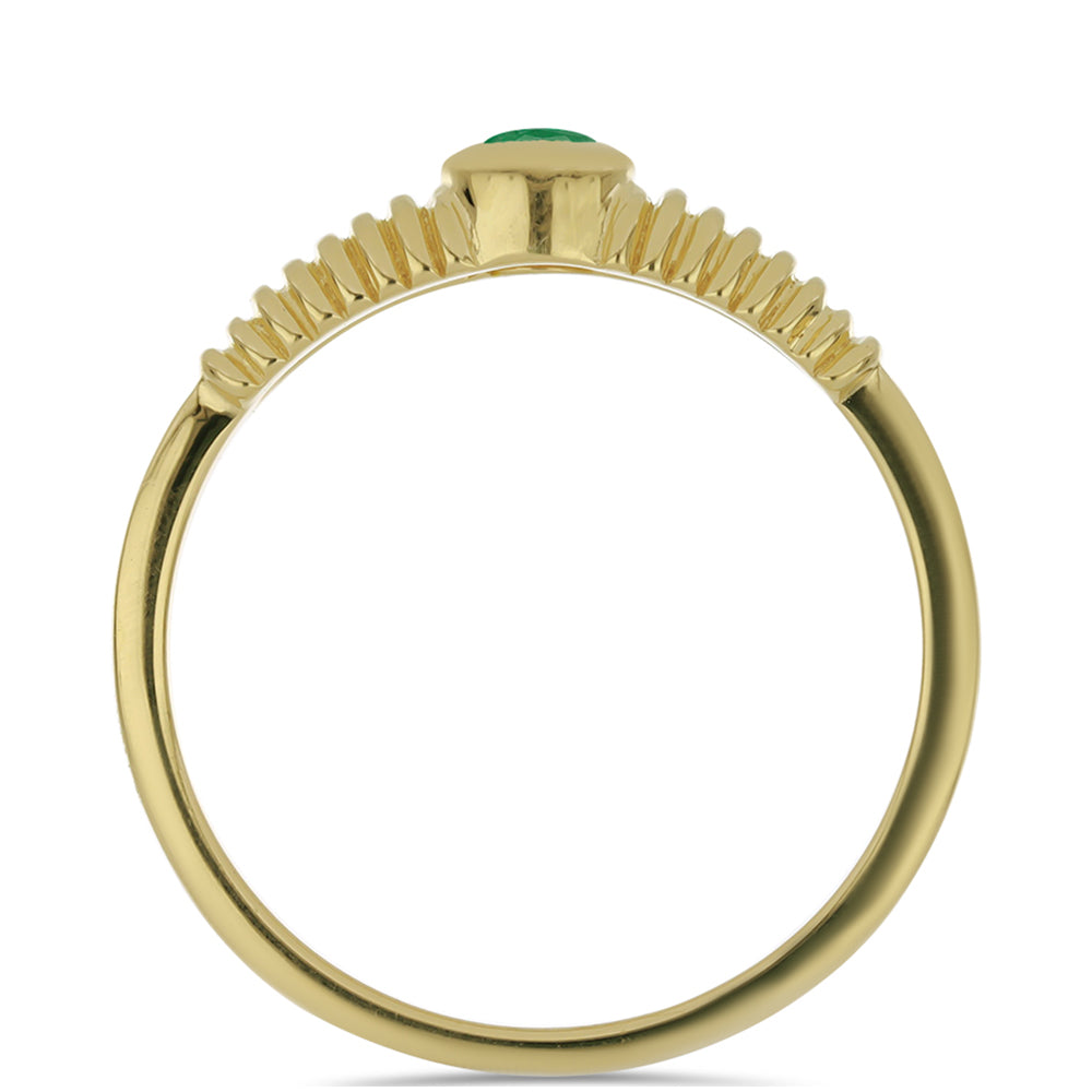 Anel de Prata com Banho de Ouro com Esmeralda do Brasil 3 