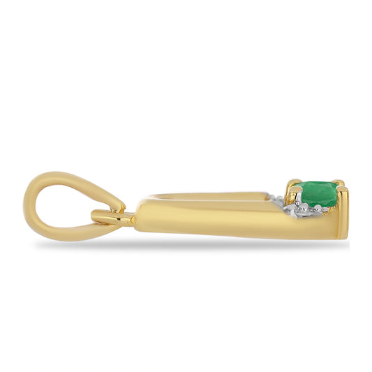 Pendente de Prata com Banho de Ouro com Esmeralda do Brasil e Zircão Branco