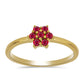 Anel de Prata com Banho de Ouro com Rubi de Madagáscar