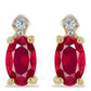 Brincos de Prata com Banho de Ouro com Rubi de Madagáscar e Zircão Branco