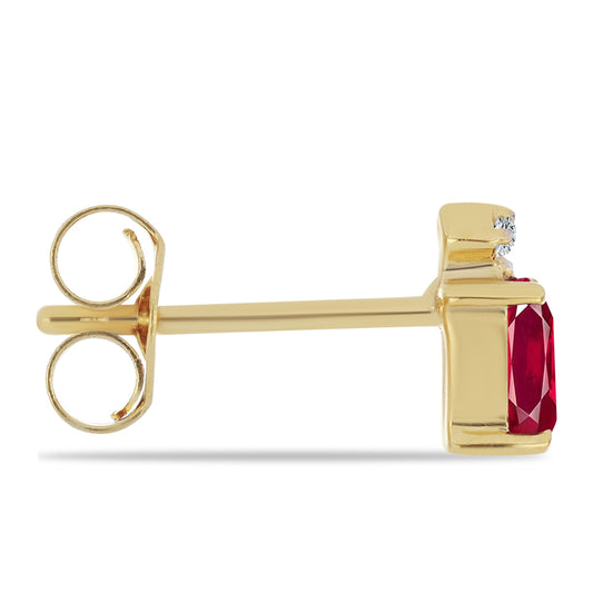 Brincos de Prata com Banho de Ouro com Rubi de Madagáscar e Zircão Branco