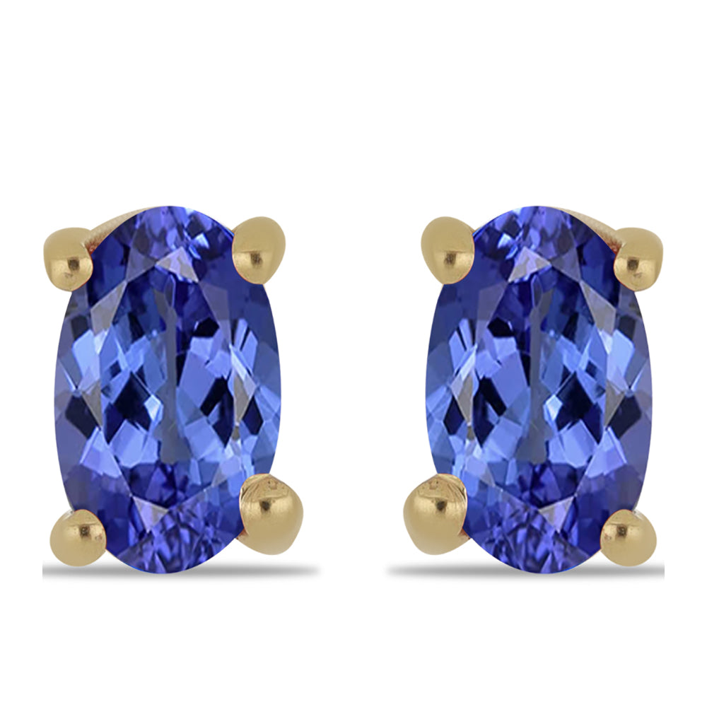 Brincos de Prata com Banho de Ouro com Tanzanite