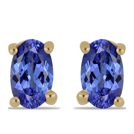 Brincos de Prata com Banho de Ouro com Tanzanite