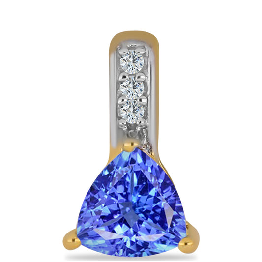 Pendente de Prata com Banho de Ouro com Tanzanite e Zircão Branco