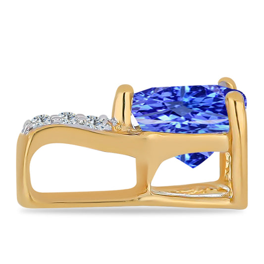 Pendente de Prata com Banho de Ouro com Tanzanite e Zircão Branco