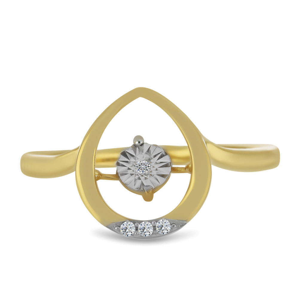 Anel de Prata com Banho de Ouro com Diamante Branco e Zircão Branco 1 
