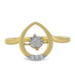 Anel de Prata com Banho de Ouro com Diamante Branco e Zircão Branco