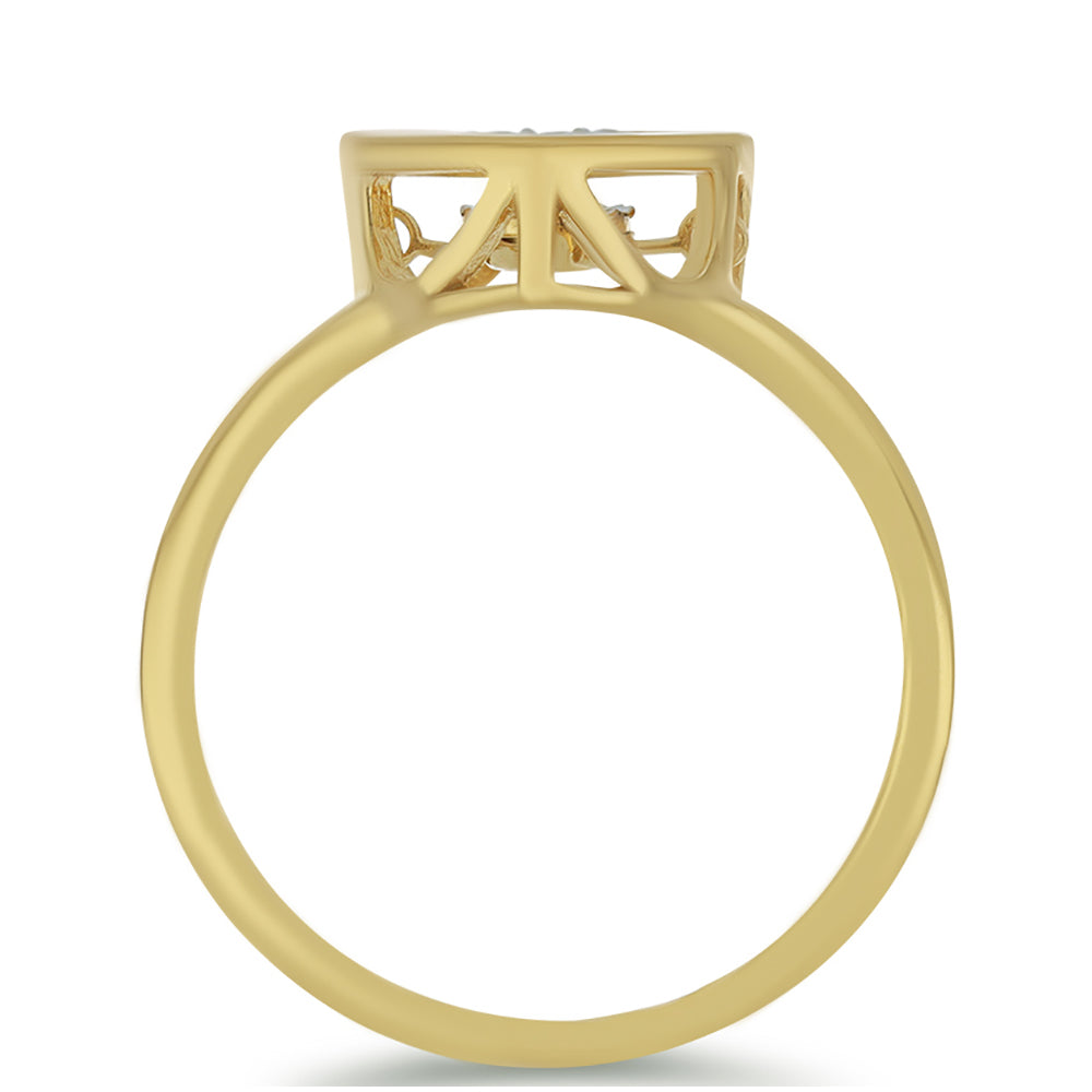 Anel de Prata com Banho de Ouro com Diamante Branco e Zircão Branco