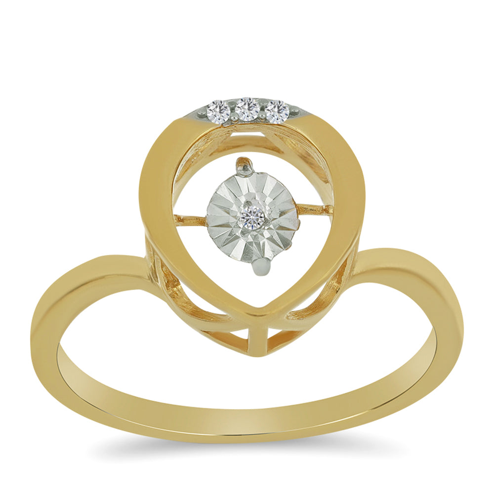 Anel de Prata com Banho de Ouro com Diamante Branco e Zircão Branco 3 