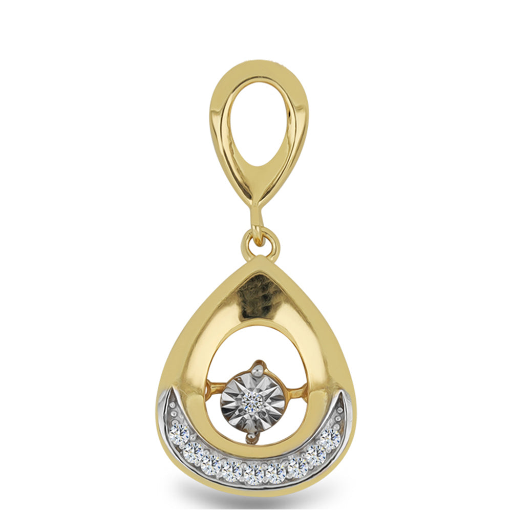 Pendente de Prata com Banho de Ouro com Diamante Branco e Zircão Branco