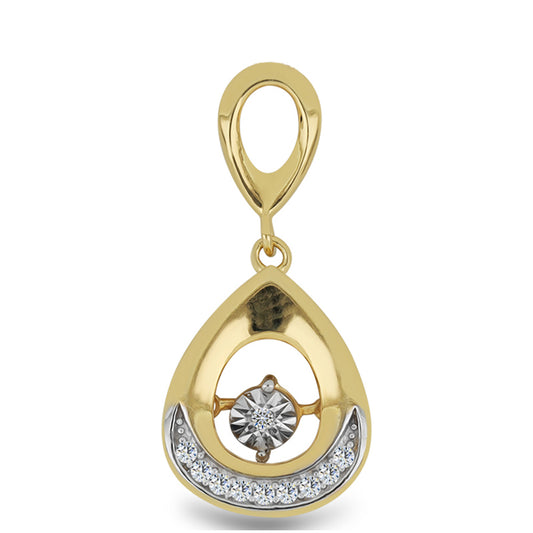 Pendente de Prata com Banho de Ouro com Diamante Branco e Zircão Branco