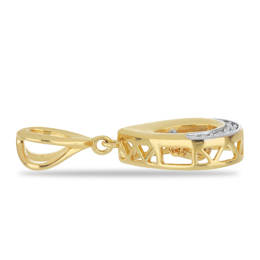 Pendente de Prata com Banho de Ouro com Diamante Branco e Zircão Branco