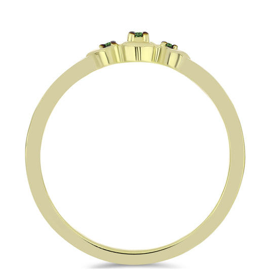 Anel de Prata com Banho de Ouro com Diamante Verde