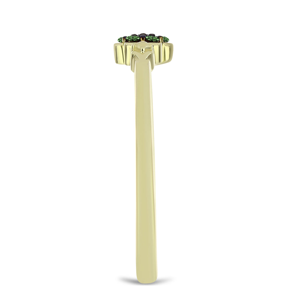 Anel de Prata com Banho de Ouro com Diamante Verde 4 