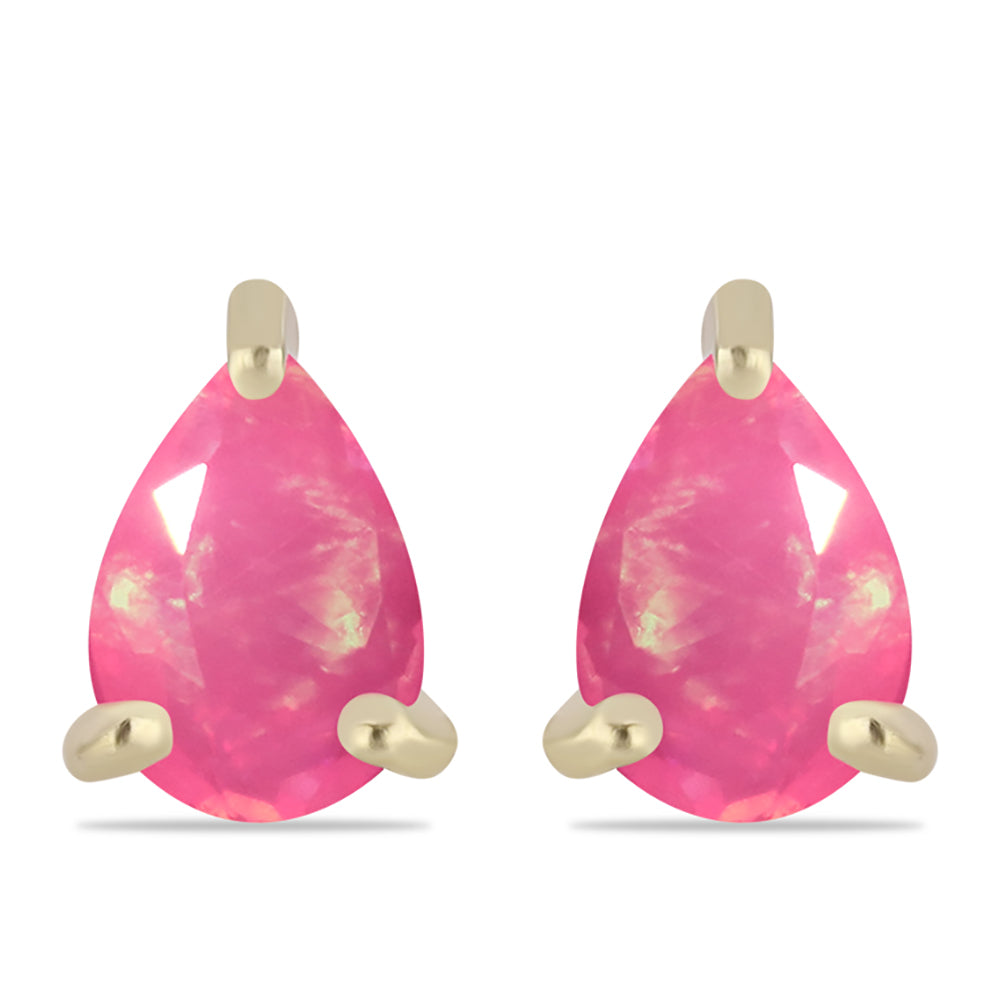 Brincos de Prata com Banho de Ouro com Opala Rosa de Lega Dembi da Etiópia 1 