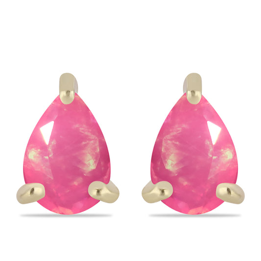 Brincos de Prata com Banho de Ouro com Opala Rosa de Lega Dembi da Etiópia