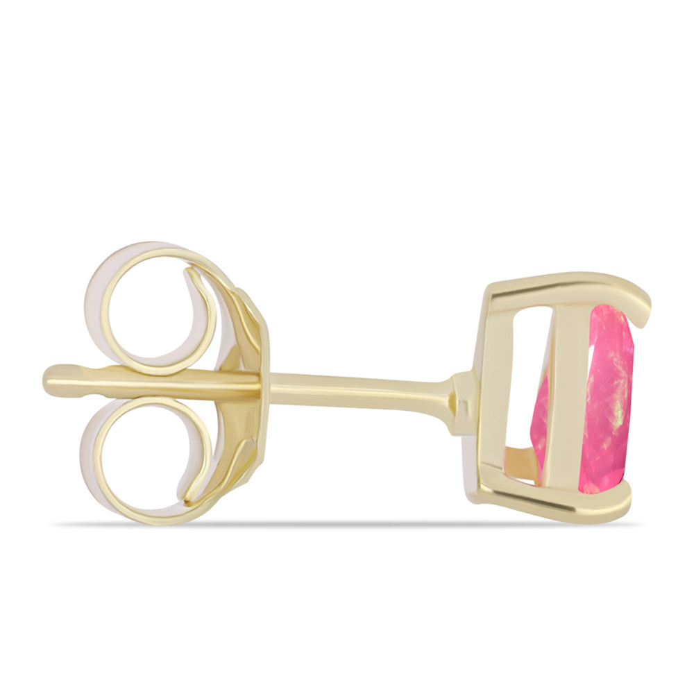 Brincos de Prata com Banho de Ouro com Opala Rosa de Lega Dembi da Etiópia 2 