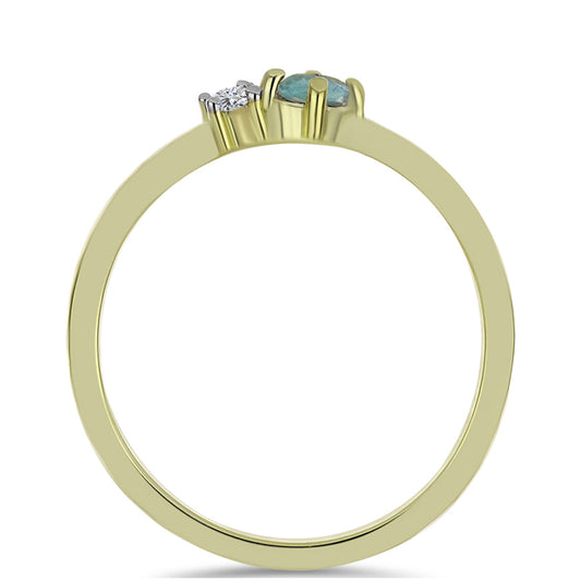 Anel de Prata com Banho de Ouro com Labradorite e Topázio Branco