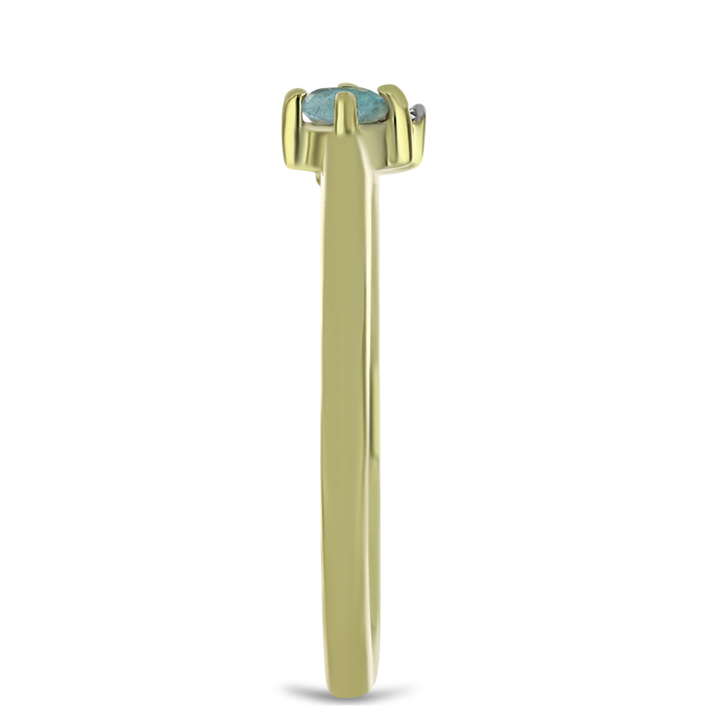 Anel de Prata com Banho de Ouro com Labradorite e Topázio Branco