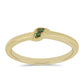 Anel de Prata com Banho de Ouro com Diamante Verde
