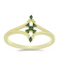 Anel de Prata com Banho de Ouro com Diamante Verde