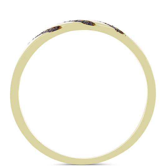 Anel de Prata com Banho de Ouro com Diamante Verde