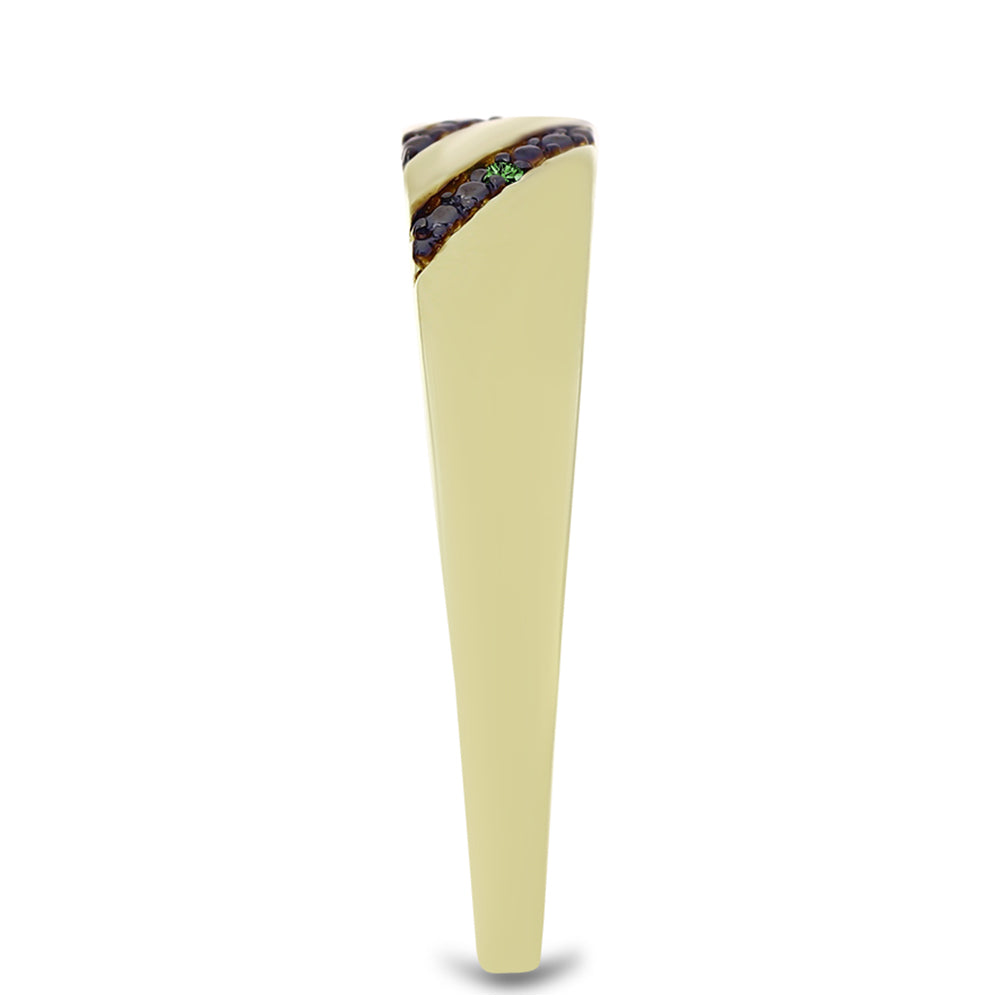 Anel de Prata com Banho de Ouro com Diamante Verde 4 