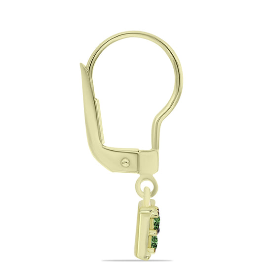 Brincos de Prata com Banho de Ouro com Diamante Verde