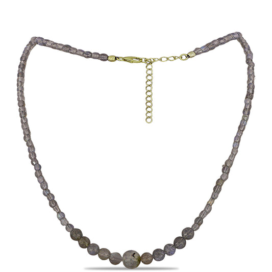 Colar de Prata com Banho de Ouro com Labradorite