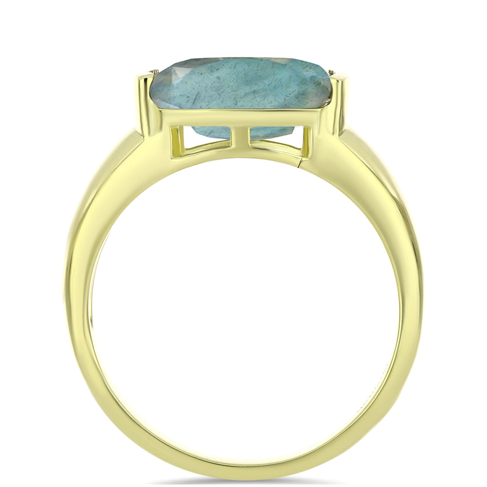 Anel de Prata com Banho de Ouro com Labradorite  Contraste: Cabeca de Veado (800) 2 