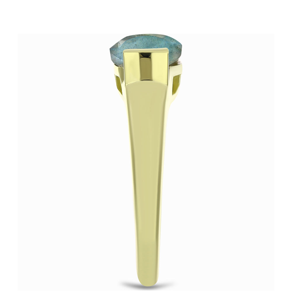 Anel de Prata com Banho de Ouro com Labradorite  Contraste: Cabeca de Veado (800) 4 