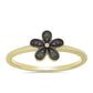 Anel de Prata com Banho de Ouro com Diamante Verde