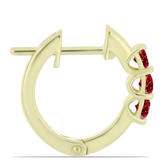 Brincos de Prata com Banho de Ouro com Moissanite Vermelho Majestoso