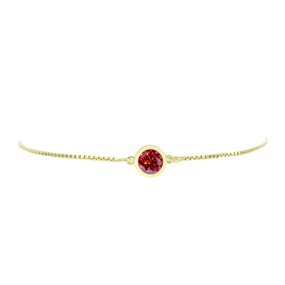 Pulseira de Prata com Banho de Ouro com Moissanite Vermelho Majestoso 2 