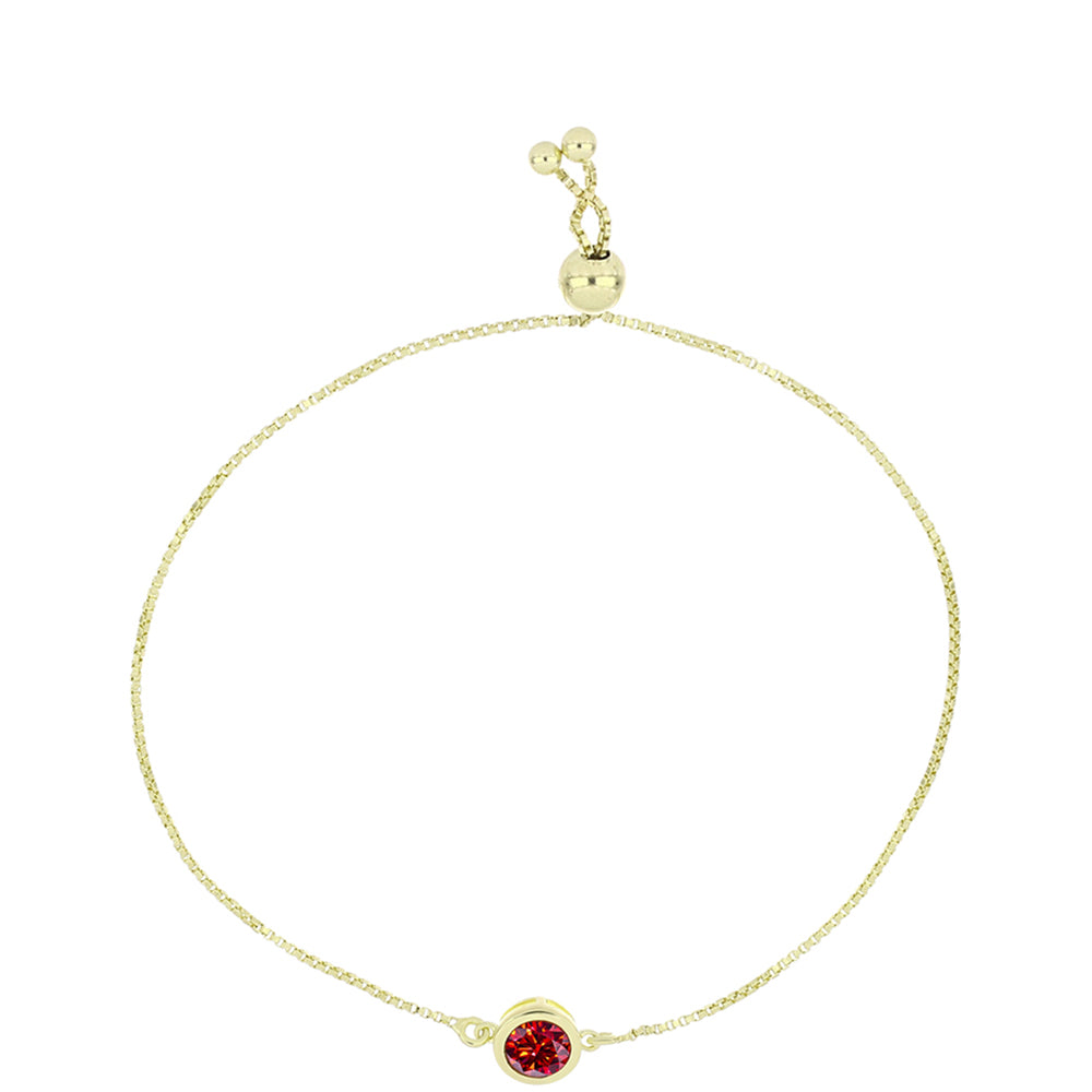 Pulseira de Prata com Banho de Ouro com Moissanite Vermelho Majestoso