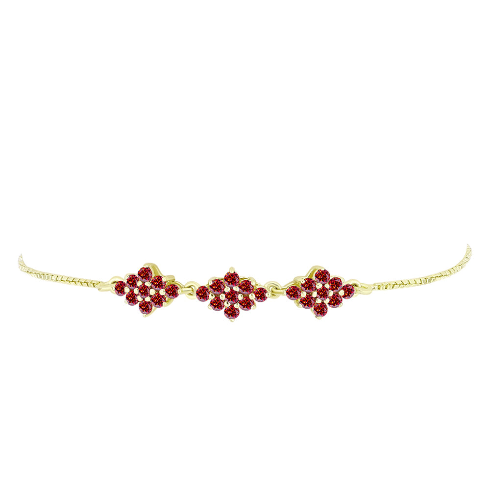 Pulseira de Prata com Banho de Ouro com Moissanite Vermelho Majestoso  Contraste: Cabeca de Veado (800) 2 