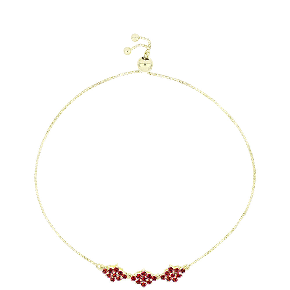 Pulseira de Prata com Banho de Ouro com Moissanite Vermelho Majestoso  Contraste: Cabeca de Veado (800)