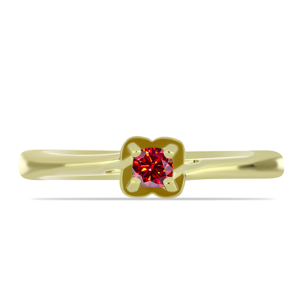 Anel de Prata com Banho de Ouro com Moissanite Vermelho Majestoso 1 