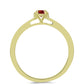 Anel de Prata com Banho de Ouro com Moissanite Vermelho Majestoso