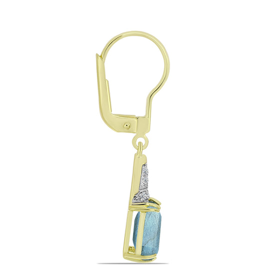 Brincos de Prata com Banho de Ouro com Labradorite e Topázio Branco